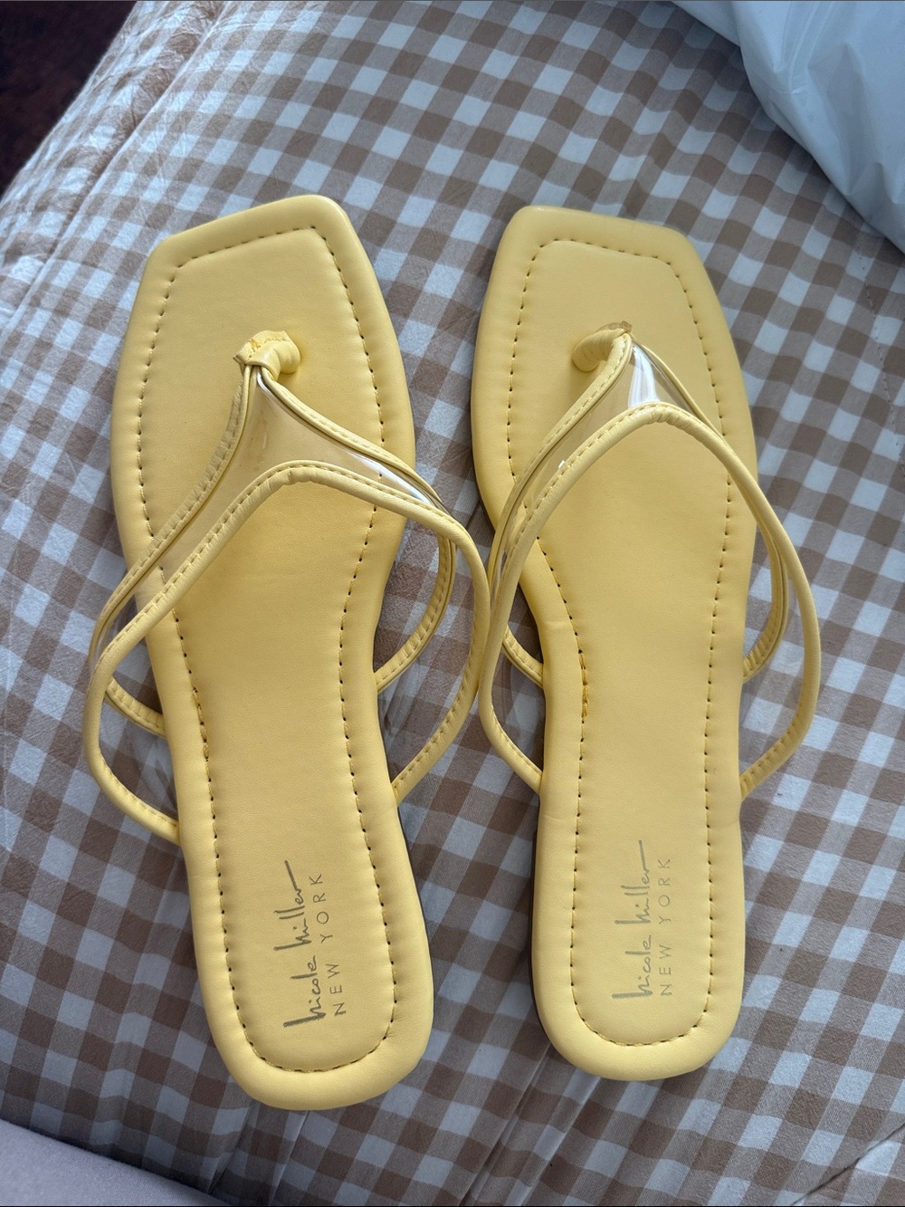 Nicole Miller Milky Yellow Square-Toe Sandals